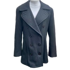 Braetan 100% Wool Pea Coat Double Breasted Black Size 6